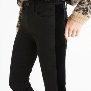 MADEWELL 9” High-Rise Skinny Jeans: Velvet Tuxedo Stripe Edition Black Size 27